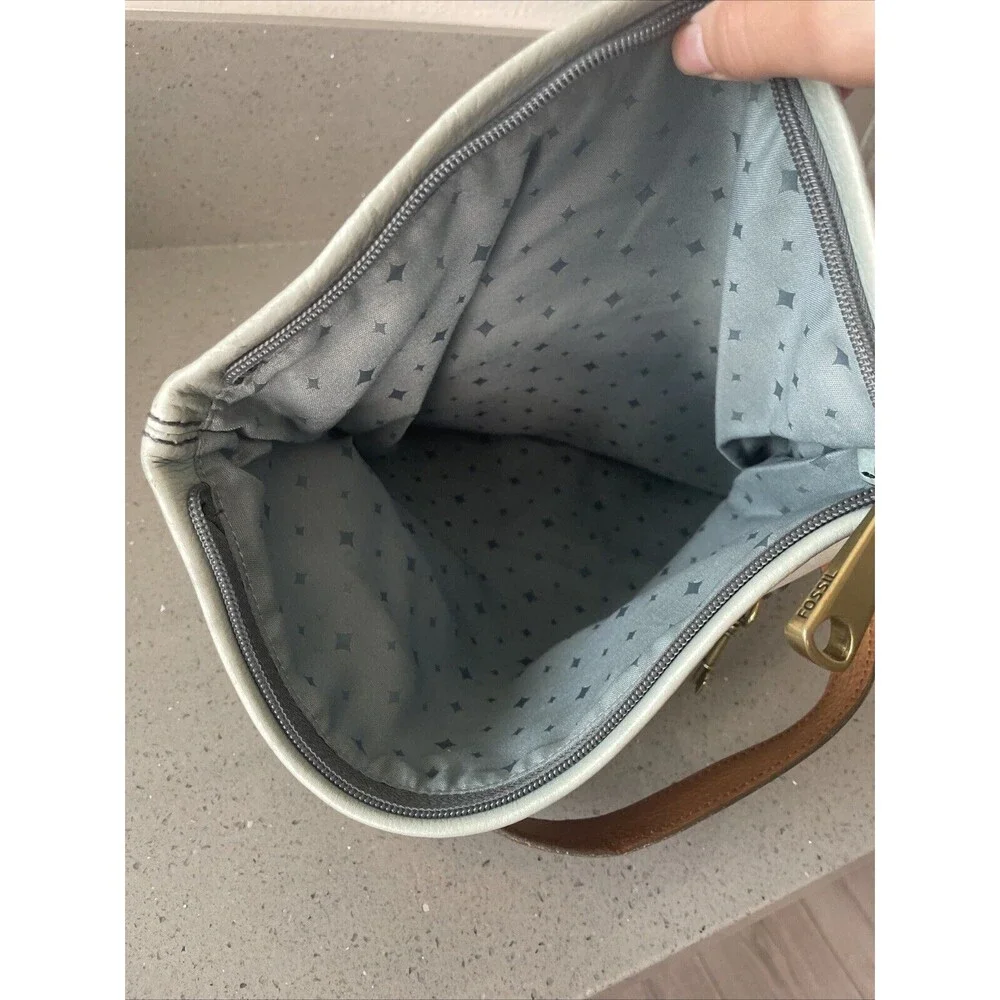 FOSSIL Explorer Flap Foldover Hobo Light blue Leather Slouch Shoulder Bag